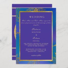 Royal Blue & Gold - farbenfrohe Hochzeitseinladung Einladung
