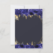 Royal Blue Gold Floral Butterfets Quinceanera RSVP Karte (Rückseite)