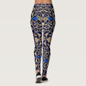 Royal Blue & Gold Floral Elegance Pattern Leggings (Rückseite)