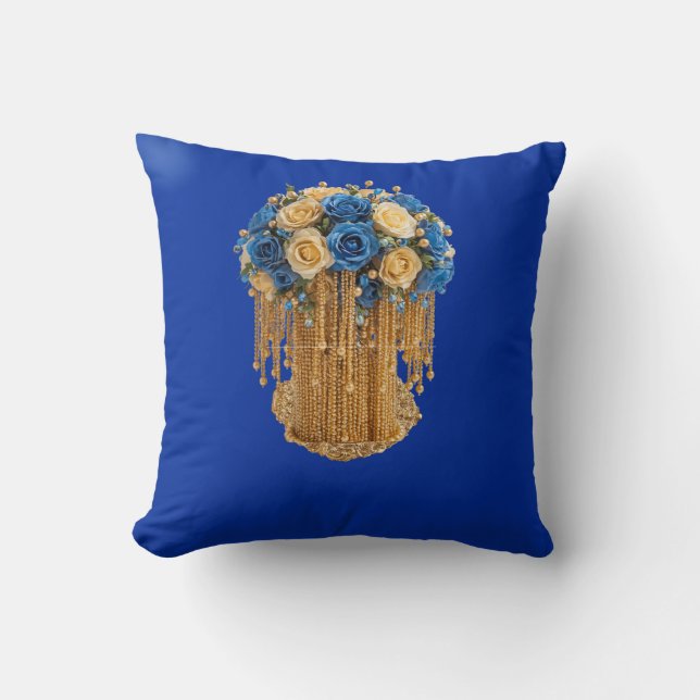 Royal Blue & Gold Floral — Pillow Kissen (Vorderseite)