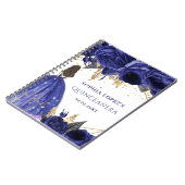 Royal Blue Gold Floral Princess Quinceanera Notizblock (Linke Seite)
