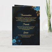 Royal Blue Gold Floral QR Code Muslime Hochzeit Einladung (Rückseite)