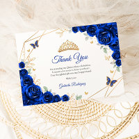 Royal Blue Gold Floral Quinceanera