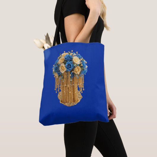 Royal Blue & Gold Floral — Tote Bag Tasche (Von Nahem)