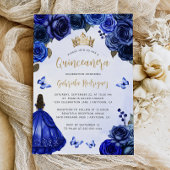 Royal Blue Gold Floral Watercolor Einladung