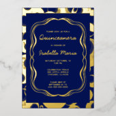 Royal Blue Gold Foil Quinceañera Einladung Trendy (Vorderseite)