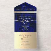 Royal Blue Gold Foto Wedding All In One Einladung (Innen Boden)
