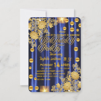 Royal Blue Gold Geburtstagsparty Einladung, Frauen