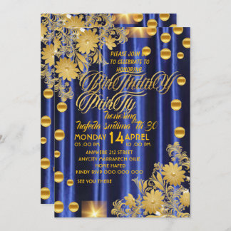 Royal Blue Gold Geburtstagsparty Einladung, Frauen Einladung