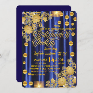 Royal Blue Gold Geburtstagsparty Einladung, Frauen Einladung