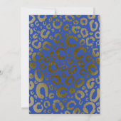 Royal Blue & Gold Glam Leopard Print Baby Dusche Einladung (Rückseite)