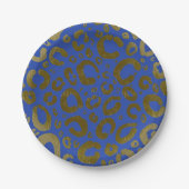 Royal Blue & Gold Glam Leopard Print Party Pappteller (Vorderseite)