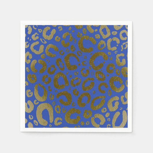 Royal Blue & Gold Glam Leopard Print Party Serviette (Vorderseite)