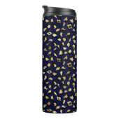 Royal Blue & Gold Glam Leopard Spots Print Thermosbecher (Nach rechts gedreht)