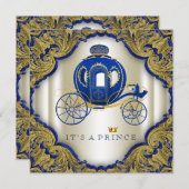 Royal Blue Gold Glitzer Prince Baby Dusche Einladung (Vorne/Hinten)