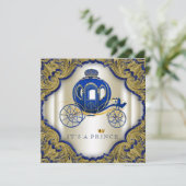 Royal Blue Gold Glitzer Prince Baby Dusche Einladung (Stehend Vorderseite)