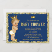 Royal Blue Gold Glitzer Prince Baby Dusche Einladung (Vorderseite)