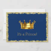 Royal Blue Gold Glitzer Prince Baby Dusche Einladung (Rückseite)