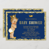 Royal Blue Gold Glitzer Prince Baby Dusche Einladung (Vorne/Hinten)