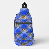 ROYAL BLUE & GOLD GLITZER SEHEN KARIERTES PATTER A CROSSBODY BAG (Vorderseite)