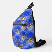 ROYAL BLUE & GOLD GLITZER SEHEN KARIERTES PATTER A CROSSBODY BAG (Rechte Ecke)