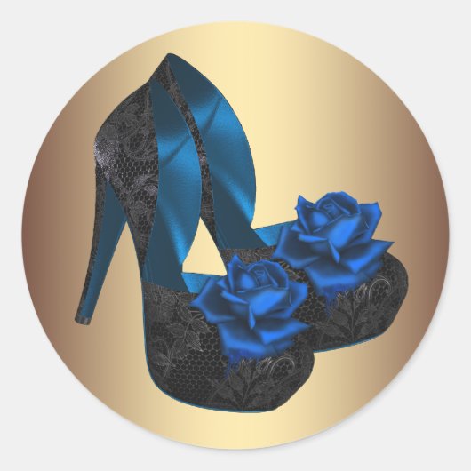 Royal Blue Gold High Heel Stickers (Vorderseite)