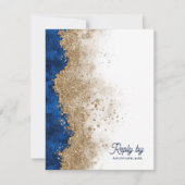 Royal Blue & Gold Hochzeit RSVP mit QR-Code Karte (Vorderseite)
