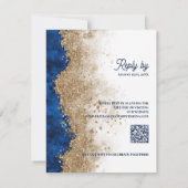 Royal Blue & Gold Hochzeit RSVP mit QR-Code Karte (Rückseite)