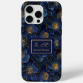 Royal Blue Gold iPhone Case Lux Monogram Floral (Rückseite)