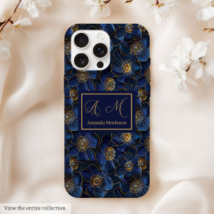 Royal Blue Gold iPhone-Hülle Lux Monogramm Floral Case-Mate iPhone Hülle