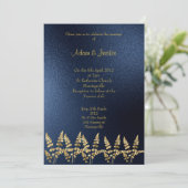 ROYAL BLUE gold leaf ELEGANT CLASSY WEDY Einladung (Stehend Vorderseite)