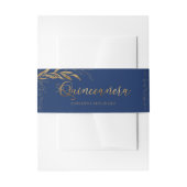 Royal Blue Gold Leaf und Confetti Quinceanera Einladungsbanderole (Vorderseite Beispiel)