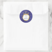 Royal Blue & Gold Little Prince Crown Runder Aufkleber (Tasche)