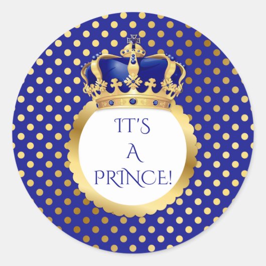 Royal Blue & Gold Little Prince Crown Runder Aufkleber (Vorderseite)