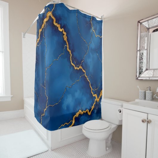 Royal Blue Gold Marble Collection Duschvorhang (Beispiel)