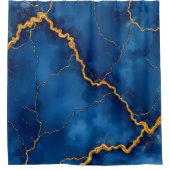 Royal Blue Gold Marble Collection Duschvorhang (Vorderseite)