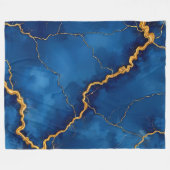 Royal Blue Gold Marble Collection Fleecedecke (Vorderseite (Horizontal))