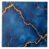 Royal Blue Gold Marble Collection Fliese (Vorderseite)