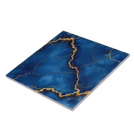 Royal Blue Gold Marble Collection Fliese (Seite)