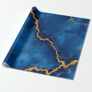 Royal Blue Gold Marble Collection Geschenkpapier