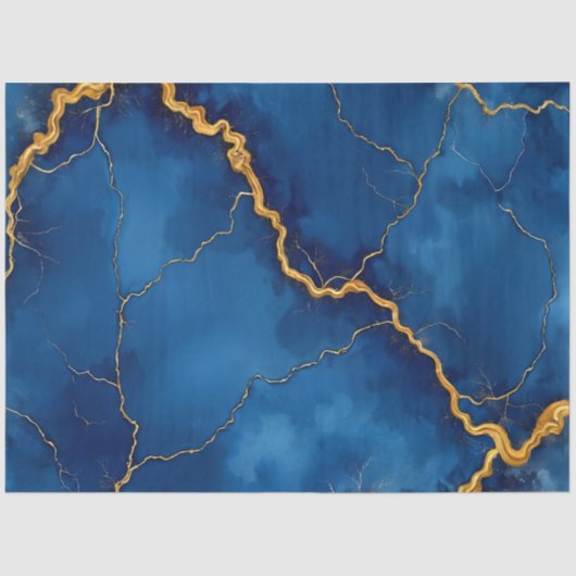 Royal Blue Gold Marble Collection Seidenpapier (Vorderseite)