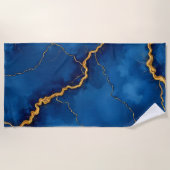Royal Blue Gold Marble Collection Strandtuch (Vorderseite)