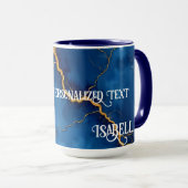 Royal Blue Gold Marble Collection Tasse (VorderseiteRechts)