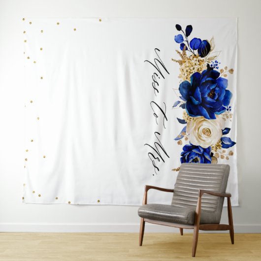 Royal Blue Gold Metallic Brautparty verpasst Wandteppich (Beispiel (Horizontal))