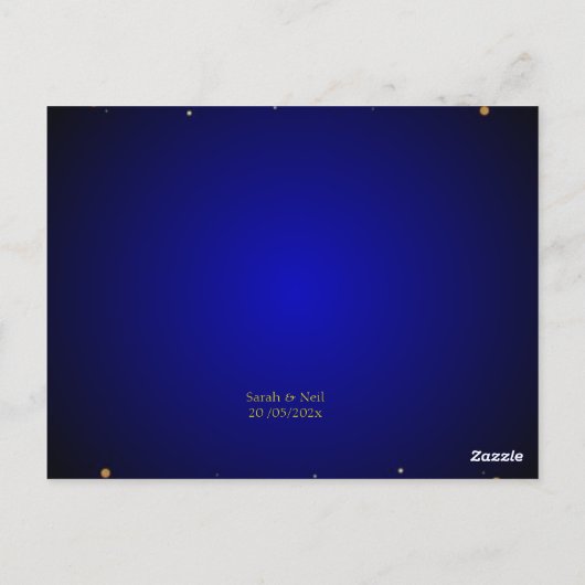 Royal Blue Gold Popular Save the Date Postkarte (Rückseite)