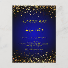 Royal Blue Gold Popular Save the Date  Postkarte