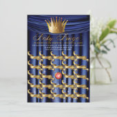 Royal Blue Gold Prince Baby Bingo Einladung (Stehend Vorderseite)