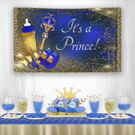 Royal Blue Gold Prince Baby Dusche Banner