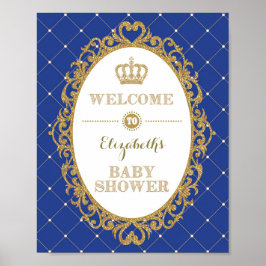Royal Blue & Gold Prince Baby Dusche Begrüßungszei Poster
