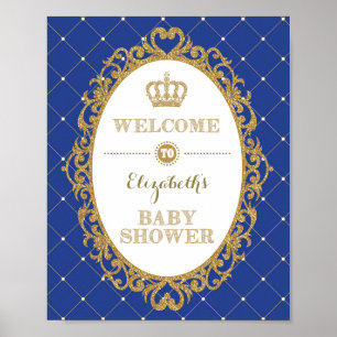 Royal Blue & Gold Prince Baby Dusche Begrüßungszei Poster